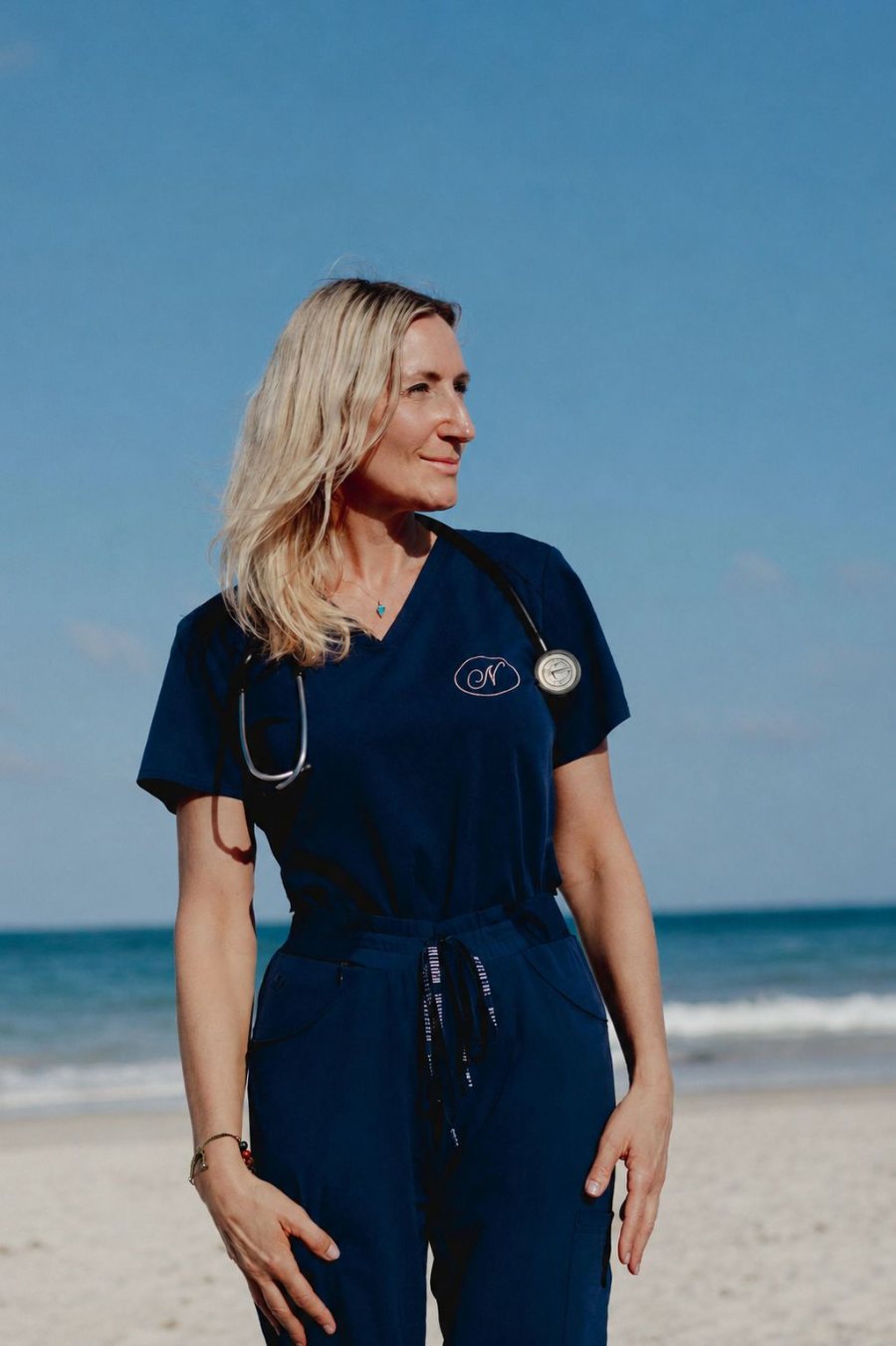 Valeria, Canadian Registered Nurse, on the beach in the Riviera Maya
